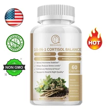 10-in-1 Cortisol Supplements Stress Relief ,Adrenal Support,Vitamin D3,Non-GMO