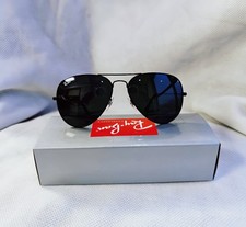 New Ray-Ban RB3025 Aviator Pilot Sunglasses Black Frame Black Lens 58mm