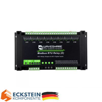 WaveShare Industrial Modbus RTU 8CH Relaismodul (D) mit Digital Input & RS485