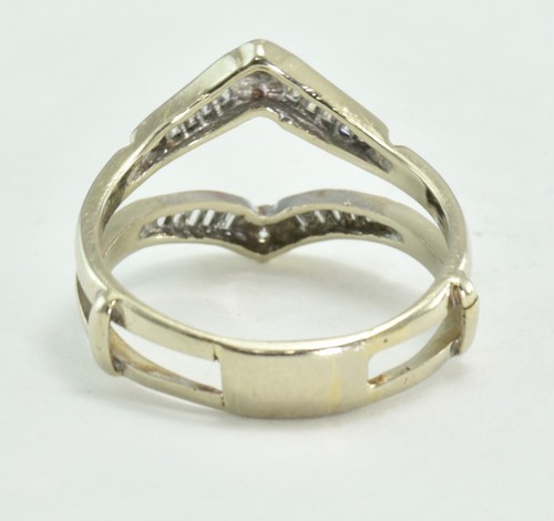 14k Solid Gold Natural Diamond Guard Ring Baguette Round Wedding Engagement - Picture 7 of 11