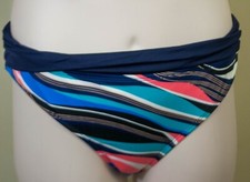 Apt 9 Multi Stripe Solid Navy Cuff Waist Swim Bottom Swimwear Size 16 MSRP 40