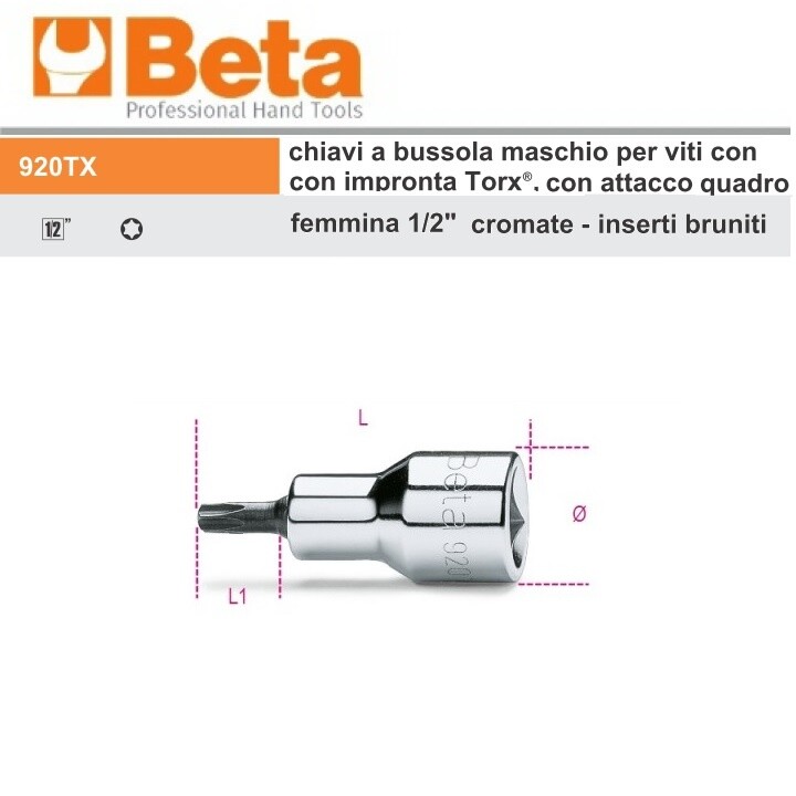 Beta 920TX-L 40 - Chiave A Bussola Maschio Per Viti Torx, Attacco 1/2, Cromata E Di Alta Precisione - Foto 8