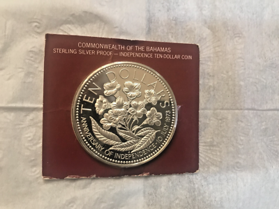 TEN DOLLAR PROOF INDEPENDENCE DAY SILVER COIN,FROM THE BAHAMAS