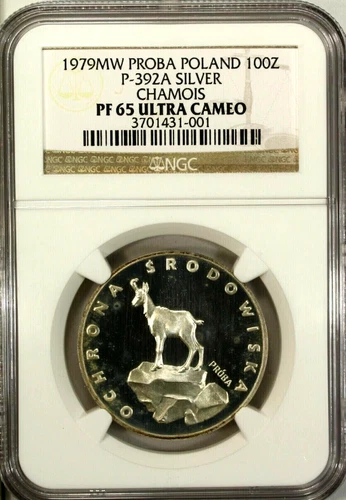 Poland 100 Zlotych 1979 Proba NGC PF 65 Ultra Cameo UNC Silver Chamois P-392A