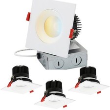 4Pack 3.5" LED Gimbal Recessed Downlight, Single Head Fixture, 5CCT, 12W, 825LM