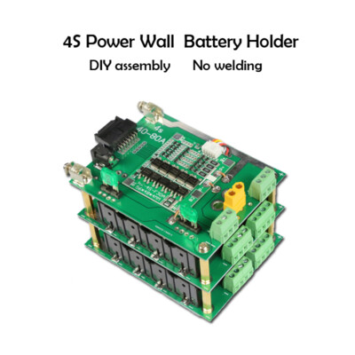 DIY 4S 1P 2P 4P Power Wall 18650 Battery Holder Box 30A 60A BMS Module PCB Board