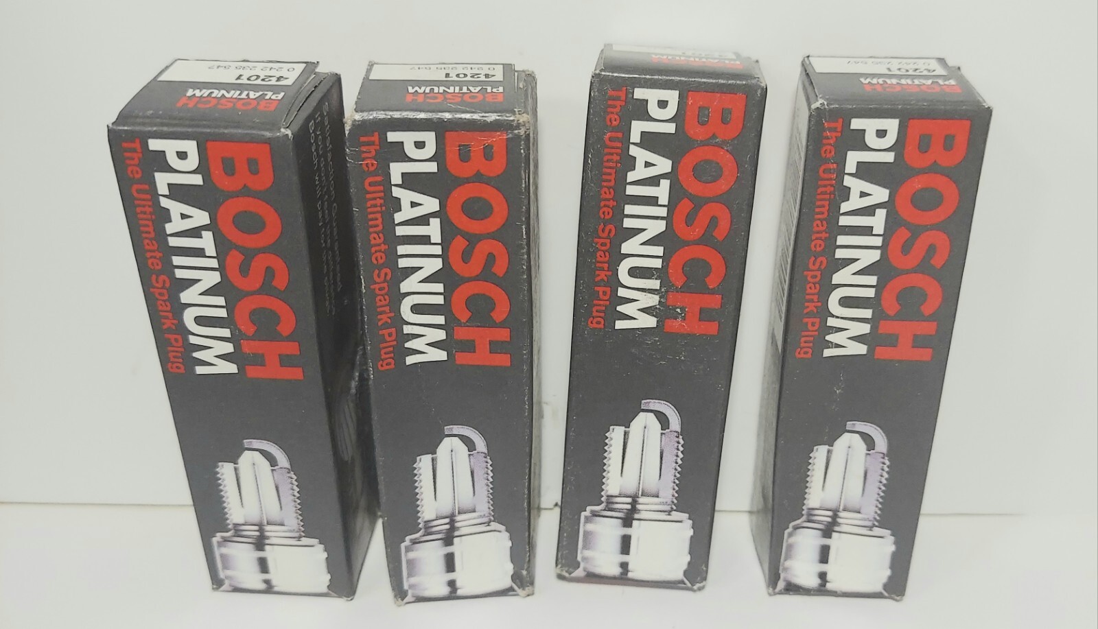 Set Of 4 Bosch Platinum Spark Plugs 4201 New OldcStock NOS Sealed In Boxes