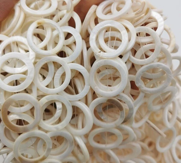 16 Stk. Perlmutt Perlen 25mm Ring rund flach m. Loch Donut Muschelperlen Auswahl - Bild 4 von 4