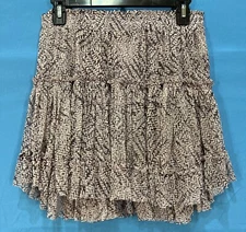 MISA LOS ANGELES Tanza Abstract SEMI-SHEER Tiered Mesh PULL-ON Marion Skirt Sz M
