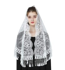 Tassel Lace Chapel Veil Floral Lace Wrap Mantilla Vintage Shawl Scarf More St...