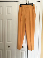 VTG ESCADA Made in Germany Orange Pleated Pockets Lined Pants Size 27W/29L