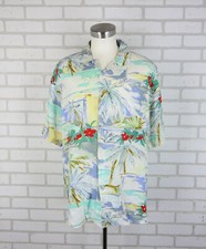 Vintage Jams World 30th Anniversary Rayon Shirt Men XL 54" Chest Beach Sky Trees