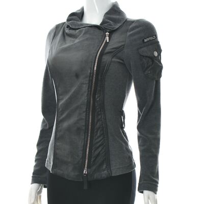 AirField Women's Asymmetric Zip Cowl Neck Panel JUMPER Top Long Sleeve D36 GREY