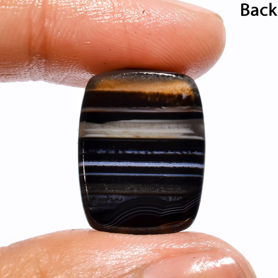 Natural Black Banded Agate Radiant Cabochon Loose Gemstone 13 Ct 19X14X4mm D1508 - Image 3 of 3