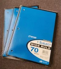Top Flight  Standards 1 Subject Wirebound Wide Ruled Notebook 70 Sheets Blue 3PK