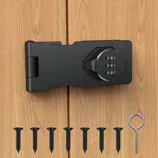 Cabinet Password Hasp Lock, Keyless Combination Lock for Small Doors, Barn, Bath