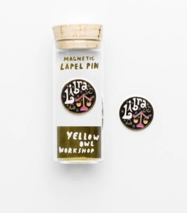 Authentic Yellow Owl Workshop Zodiac Sign Libra Magnetic Lapel Pin 22K Gold Plated