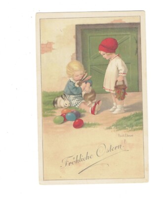 SE2010  ART.SIGN KIDS EASTER HARE PAINTED EGGS BY P. EBNER NR 1381