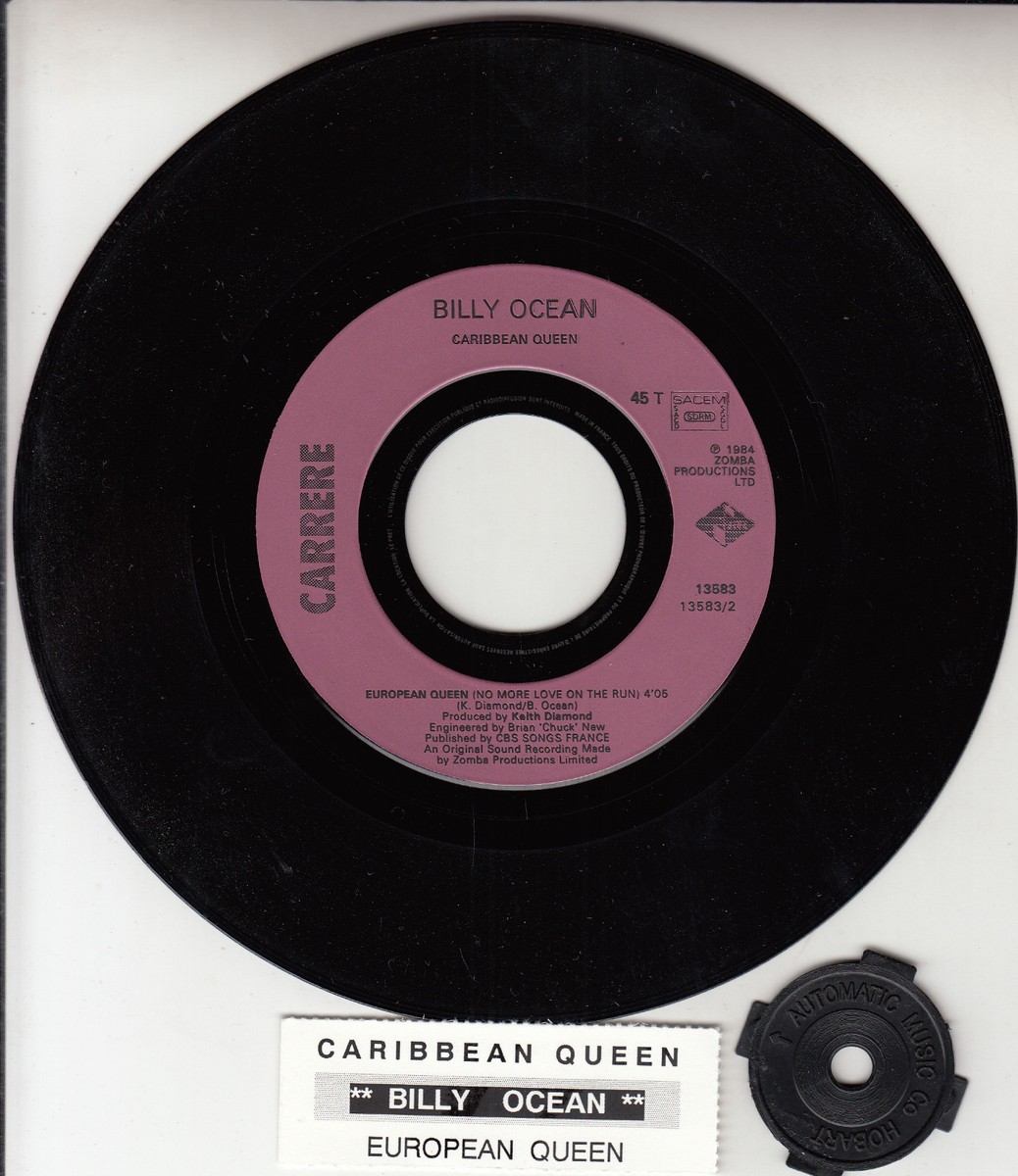 BILLY OCEAN Caribbean Queen PIC SLEEVE 7\, image size:1038x1200