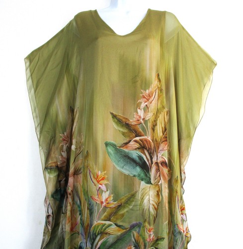 Ladies Lagenlook 100% Silk Floral KaftanStyle Lined Summer Dress OneSize:Regular - Bild 38 von 43