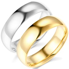 Wellingsale 14k Yellow / White Gold Solid 6mm COMFORT FIT Wedding Band
