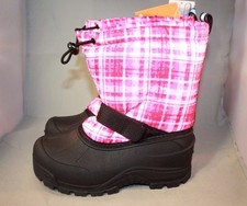 New-Girls-Northside Frosty Black/Pink plaid Winter Snow Boots