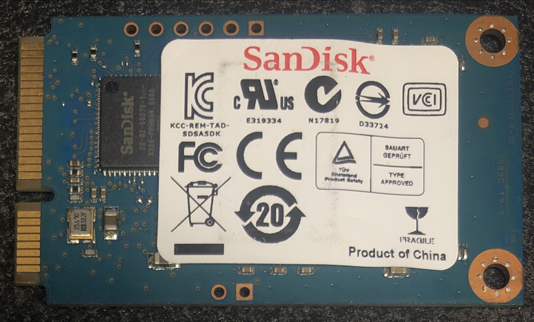 Sandisk SSD mSATA 16GB SATA3 SDSA5DK-016G-1006 SMART Tested 