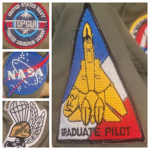 UP AND AWAY MA-1 Flight Bomber Jacket Patches Top Gun Pilot Airplane Boys Lg 4T - Picture 13 of 17
