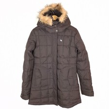 ABERCROMBIE & FITCH Damen Puffer Jacke Gr. M Daunenfüllung Full Zip Grau