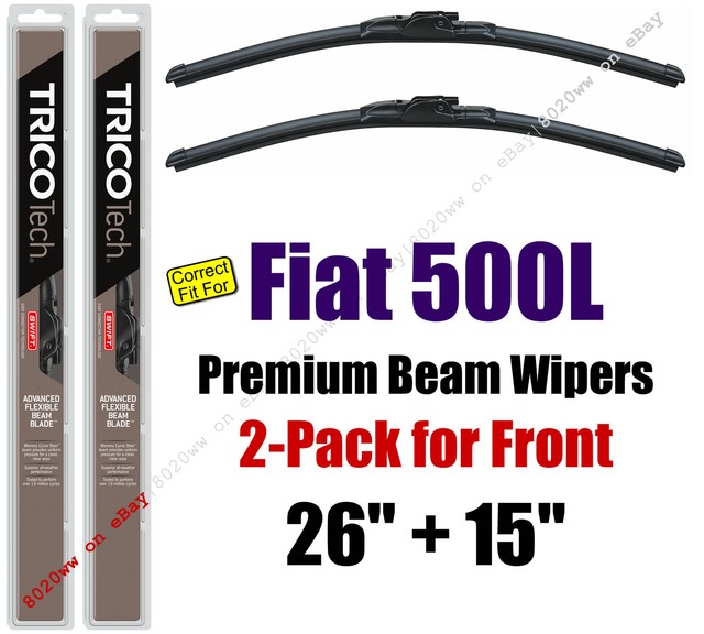 Wipers 2Pack Premium Beam Wiper Blades fit 2014+ Fiat 500L 19260/