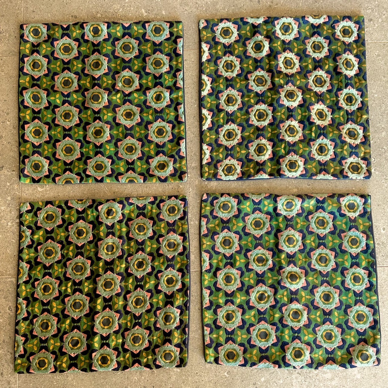 West Elm Embroidered Pillow Covers 18 x 18 Pre Owned, Set of 4, all