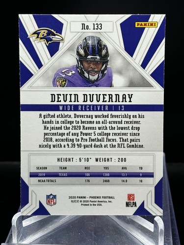 2020 Panini Phoenix Fire Burst #133 Devin Duvernay Rookie Baltimore Ravens - Picture 2 of 2