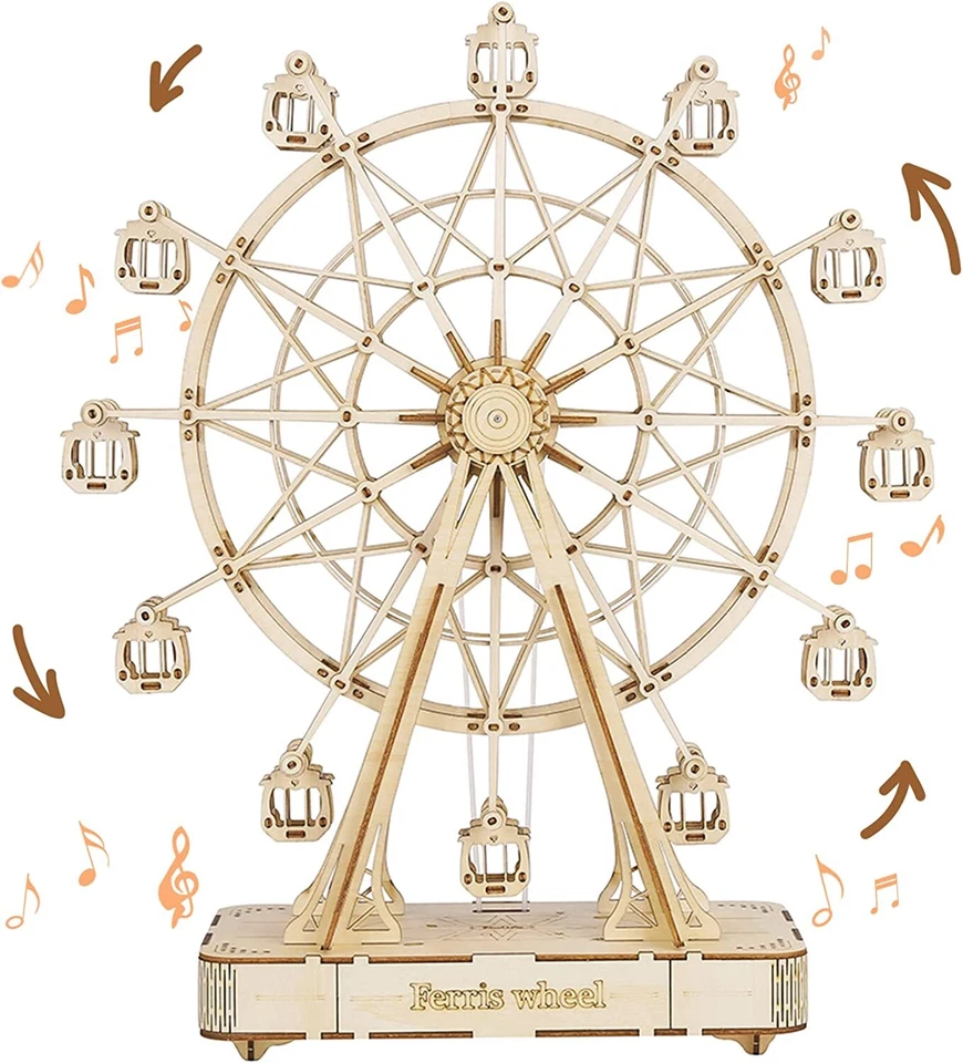 Rolife 3D Wooden Puzzles Ferris Wheel Music Box Model to Building Kit Kids Gifts - Image 2 of 4