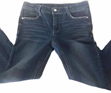 Faded Glory Girls Size 10 Dark Wash Skinny Jeans Embroidered Sequined Pockets