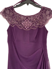 NWT XSCAPE Embellished-Neck, Floor Length Gown, Plum/Purple, Size 6 $65.99