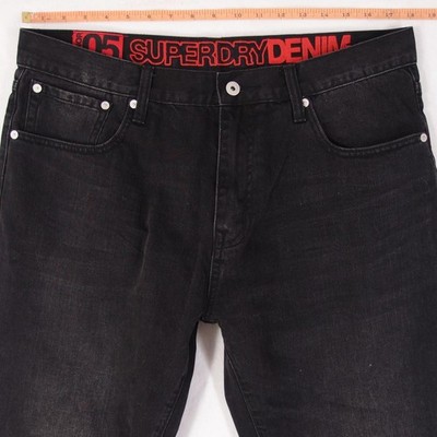 Herrens SuperDry 05 CONOR TAPER Slim Tapered Baumwolle Schwarz Jeans W36 L30