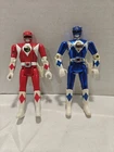 Vintage 1993 Red And Blue Power Ranger Action Figures One Flip Head One Metallic
