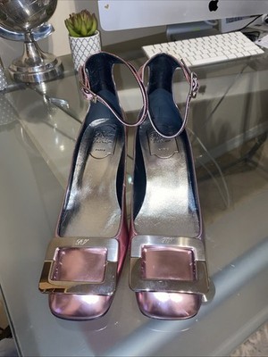 Roger Vivier Metallic Pink Ankle Pumps Size36