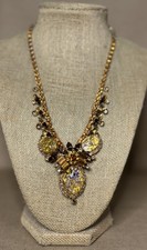 Rare Juliana D & E Book Piece Dragons Breath Gold Foil Rhinestone Necklace 17