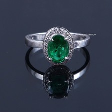 Emerald Ring, 925 Sterling Silver, Birthstone Ring, Lab Created Emerald