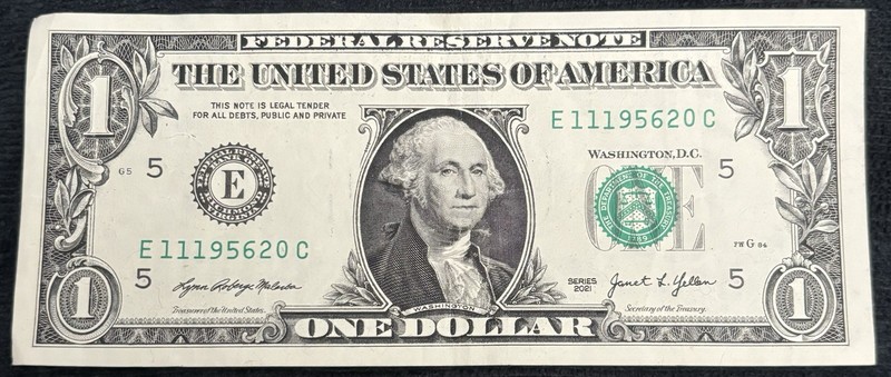 2021 Richmond $1 Bill November 20th 1956 Birthday/Anniversary Note