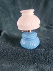 Oil Lamp Perfume Bottle Avon Blue Milk Glass Courting Lamp Vintage 5 3/4-3 1/4
