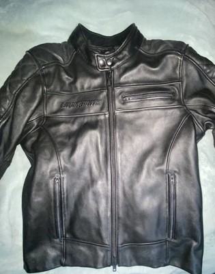 ENGINEHAWK RUROC 50 CAL LEATHER JACKET  BLACK MENS LARGE LIKE NEW