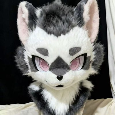 Fursuit Long haired Dog Fox Mascot Party Halloween Fur Cosplay(head)