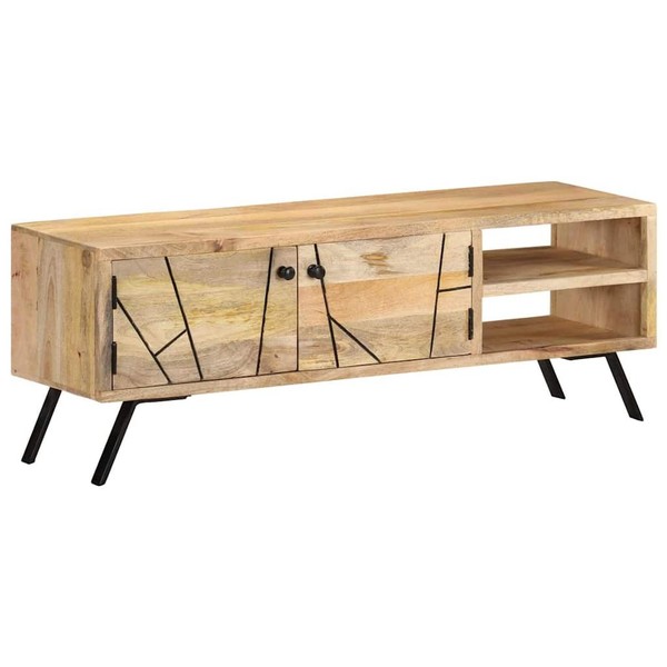 Mangoholz Tv Schrank 110X30X40Cm Fernsehschrank Lowboard Fernsehtisch Vidaxl-image