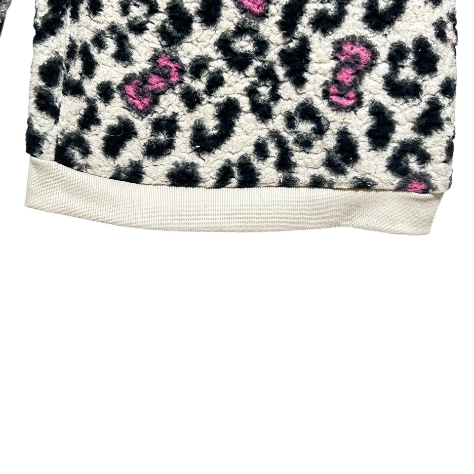 Hello Kitty Girls Sweatshirt 8/10 Leopard Print Fuzzy Pullover Sequin Bow Cozy - Image 4 of 4