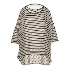 pas de calais RE EDITION Dot Border Linen Knit Shirt Tops Beige navy 5-1016S∞