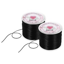 2 Rolls Elastic String for Bracelets, 0.8mm Stretch Bead Cord Black, 100m