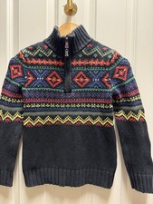 Polo Ralph Lauren Knit Sweater Fair Isles Quarter Zip UP Youth Size Small Unisex