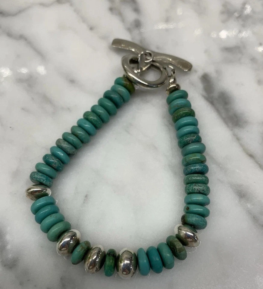 Vintage Jay King Desert Rose Trading DTR Sterling 925 & Turquoise 8” Bracelet - Image 2 of 4